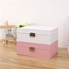 Elegant Double-Layer Jewelry Storage Box with Lock, Wooden & PU Leather Finish