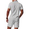 Men's  Sports  Leisure  Half  Zipper  Short  Sleeves  Shirt   And  Pull  Rope  Shorts  Set