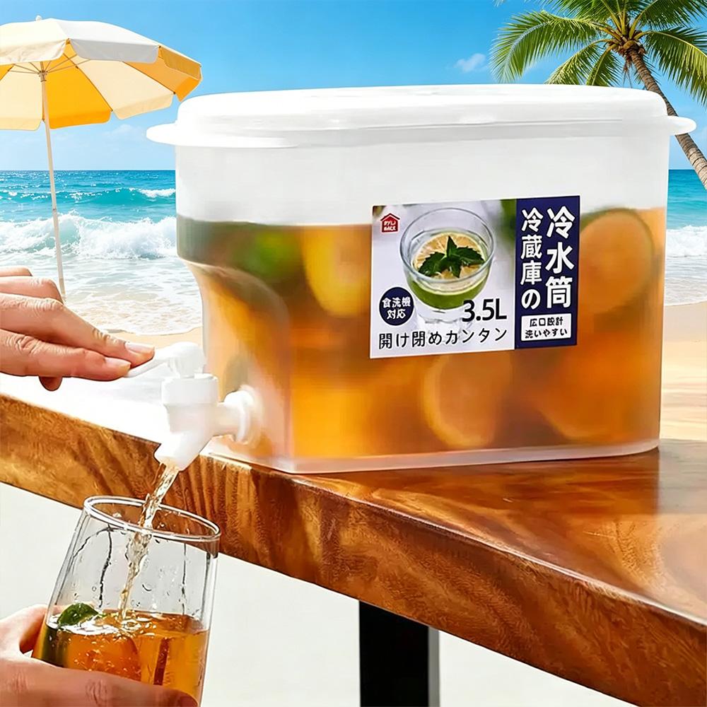 Summer 3.5L Iced Drink Bucket with Tap, Household Water Pitcher, Fruit Tea Infuser Container for Outdoor Camping Party