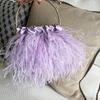 Borsa a mano da sera da donna con catena e piume di struzzo Borsa a tracolla per festa e matrimonio