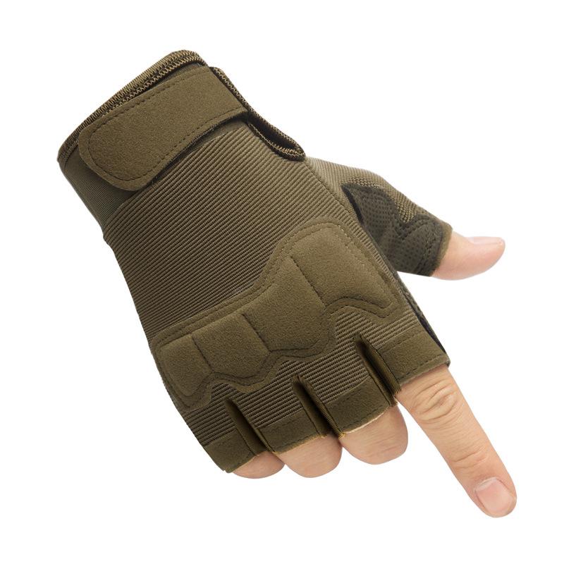 

Childrens half-finger gloves tactical gloves mens and womens outdoor riding sports microfiber leather four seasons motorcycle fitness M is suitable for 8-10 years old армія зелений колір