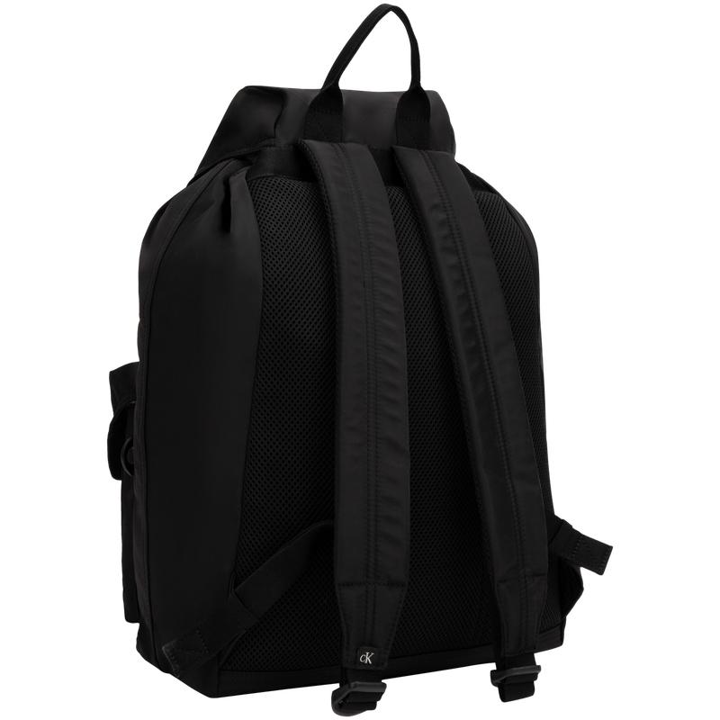 Calvin Klein Classic Logo Flap Drawstring Casual Travel Fabric Backpack Men Backpack Space-Black HH3947-001