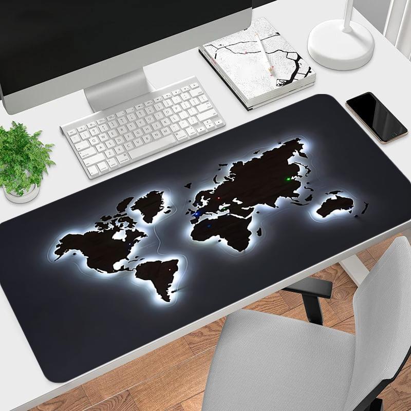 1Pc World Map Illumination Gaming Mouse Pad Keyboard Desk Mat Non-slip Rubber Lock Edge Waterproof Computer Mousepad for Office Home Decor Ey157