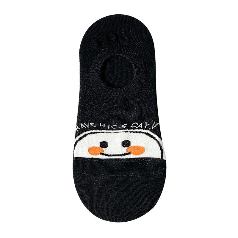 Women's Spring Anti-ball Boat Socks Cartoon Striped Smiling Face Short Socks Shallow Mouth Invisible Cotton Socks