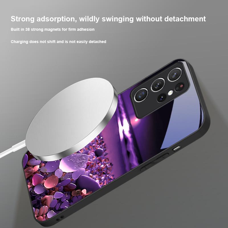 Colorful Stone Seaside For Samsung S 25 S25 Edge S25Ultra S8 9 10 20 S21 Pro S22 Plus S23 FE S24 Ultra Magsafe Glass Phone Case