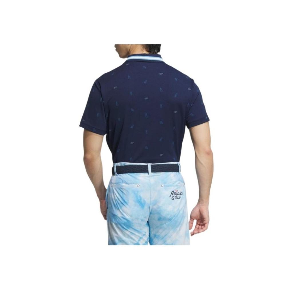 adidas Logo Striped Pullover Polo Shirt Men Tops Navy-Blue IN9048