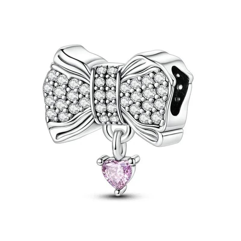 Colorful Full Diamond Charms Metal Love Blooming Rose Round Beads Pendant Fit Original Bracelets Necklace Accessory Elegant Fashion Beautiful Lovely