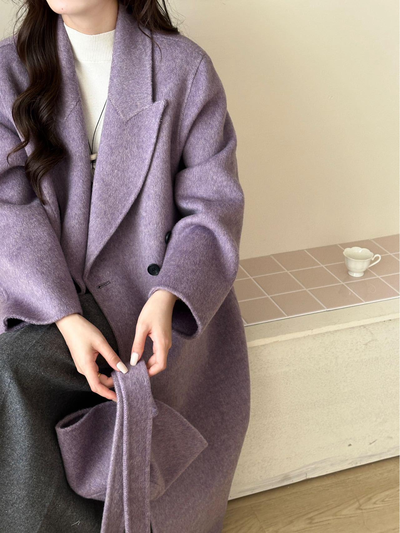 

Женское двустороннее шерстяное пальто с капюшоном и карманами - Осень/Зима 2025, стиль корейской дорамы M