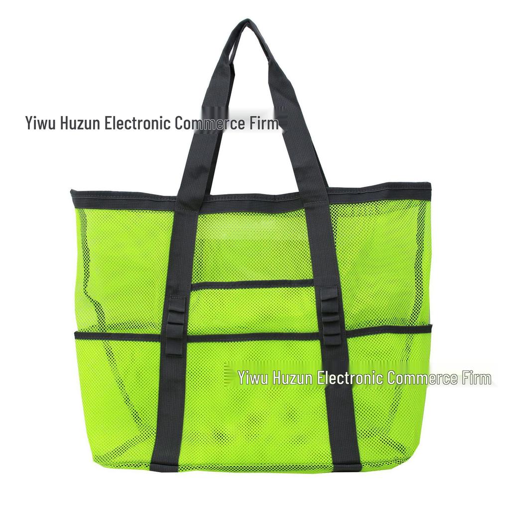 Women's Summer Mesh One-Shoulder Beach Tote Bag - Large Capacity and Breathable Toiletry Organizer.