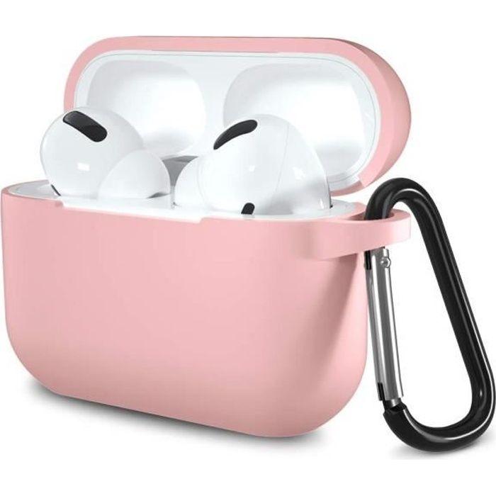AirPods Case - Phonillico - Pink Silicone Cover - Shockproof Protection - Dust Plug - Carabiner