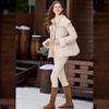 White Deer Language Women's Elegant Plush Shawl Down Jacket