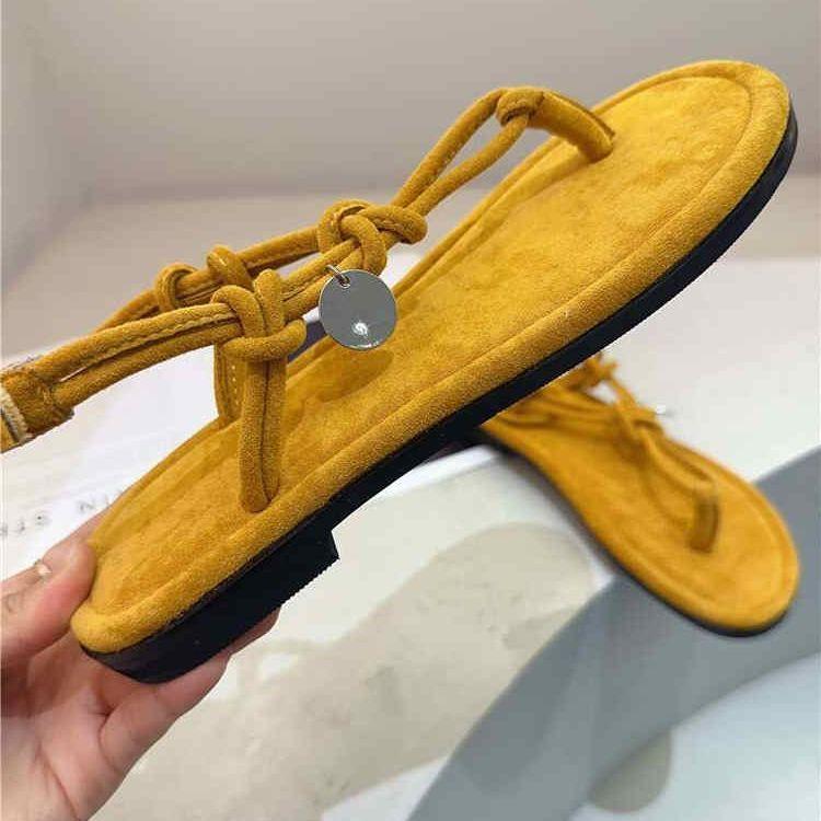 

Herringbone Fairy with Skirt Shoes Summer 2025 Vintage Metal Charms Casual Vacation Roman Sandals 40 жовтий