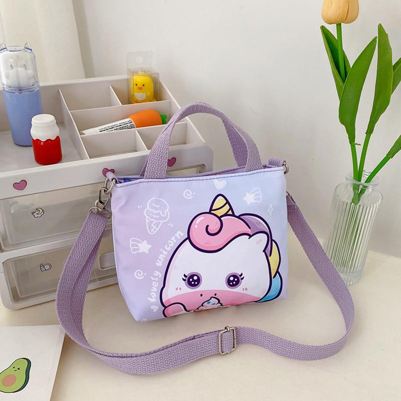 Stylish Cartoon Print Crossbody Bag For Kids Versatile Canvas Shoulder Bag For Girls And Boys