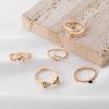 Ring, Fashion Love Letter Simple Black Gemstone Open Arrow Love 5 Piece Ring
