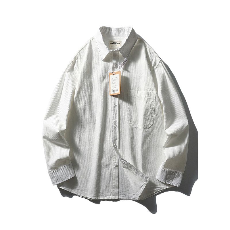 American Vintage Cotton Casual Stripe Long Sleeve Shirts Men's 2024 New Spring and Autumn Outerwear Foreign Trade Men's Shirt