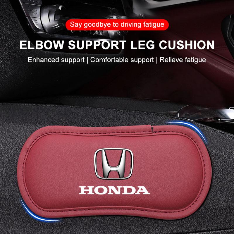 1Pcs Leather Car Pillow Car Knee Pad Elastic Memory Foam Leg Pad For Honda Fit Mugen Insight Type S R VTEC Modulo Vezel RR SiPilot Fit XRV CRV HRV Dio