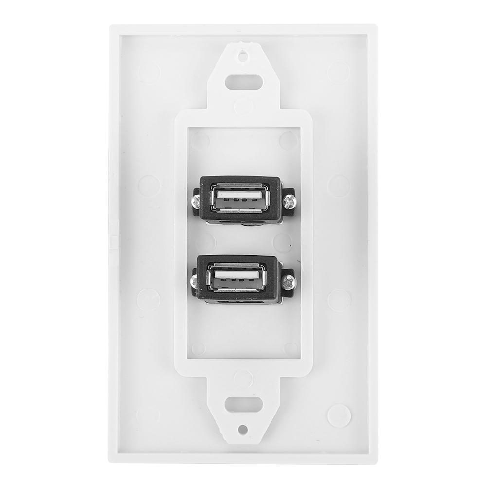 Dual Port USB2.0 Wall Plate Panel for Home Office Building Hotel Decoration