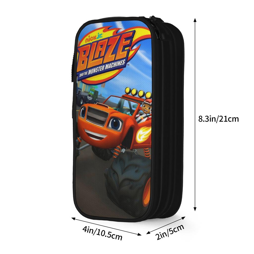 Large-capacity Pencil Pouch Blaze and the Monster Machines Office Double Layer Pencilcase Women Make Up Bag Perfect Gifts