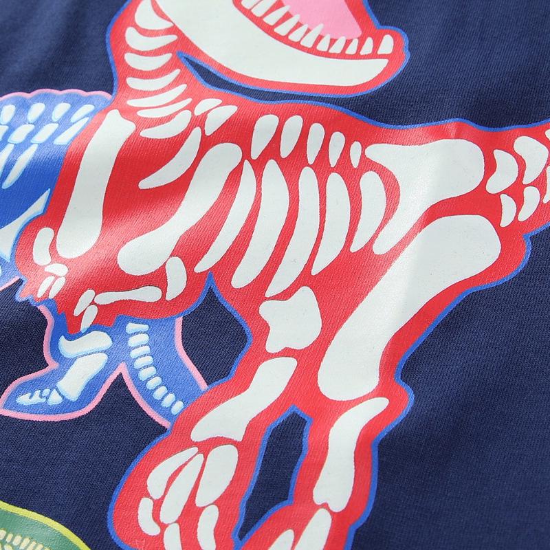 Boys' Summer 2026 Luminous Dinosaur T-Shirt Short Sleeve