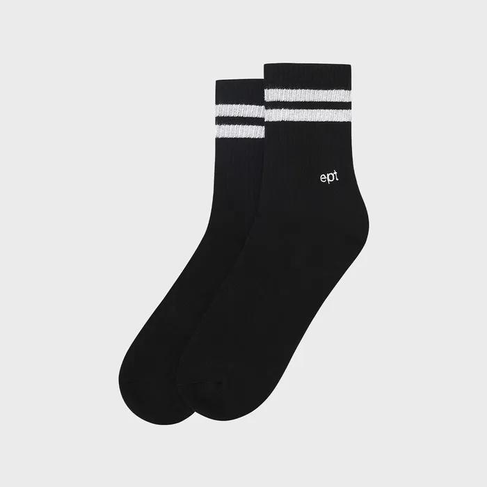STRIPE LOGO SOCKS (BLACK/WHITE)