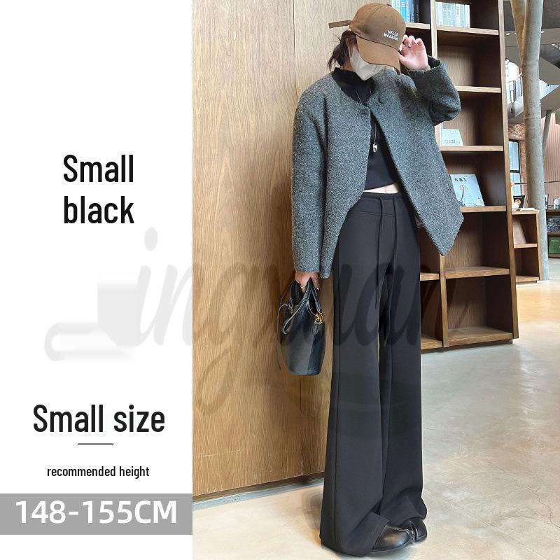 

2026 A/W Women s Off-White Velvet Cashmere Wool Blend Micro-Flare Floor-Length Pants L