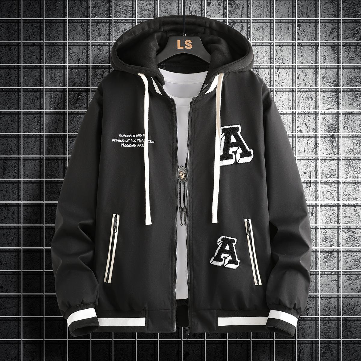 

Весенние и осенние трендовые брендовые мужские топы, новые модные спортивные и повседневные универсальные рубашки и куртки 2XL чёрный