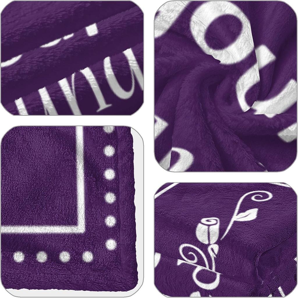 Birthday Gifts for Women/Men/Her/Him Friendship Blanket Purple 60"x50", Happy Birthday Decorations Women/Men Throw Blanket, Bday Gifts for Women
