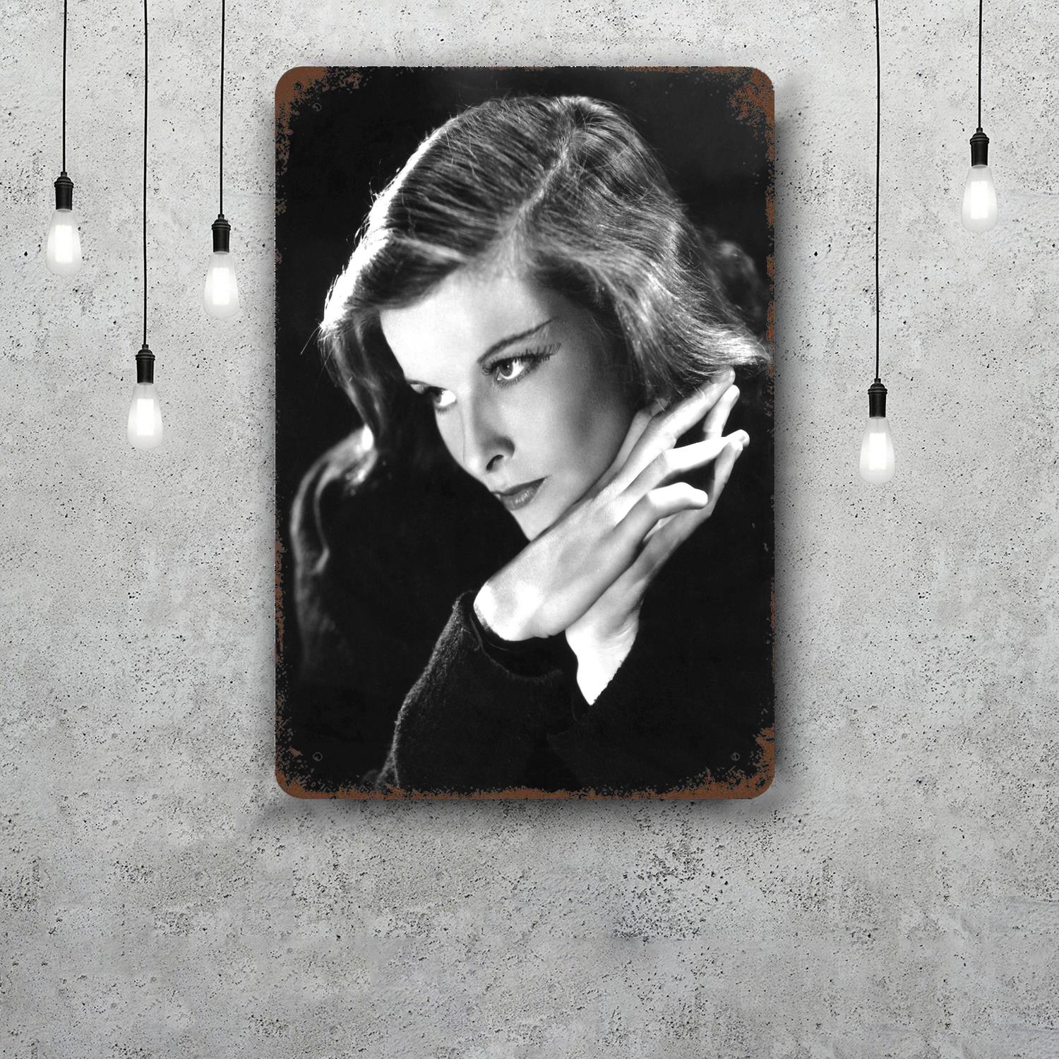 

katharine hepburn actor Decor Poster Vintage Tin Sign Metal Sign Decorative Plaque for Pub Bar Man Cave Club Wall Decoration 20x30cm（7.8x11.8inch）