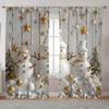 2pcs Set Christmas Tree & Snowman Printed Curtains Rod Pocket Design for Living Room Bedroom Kitchen  Festive Home Xmas Decor