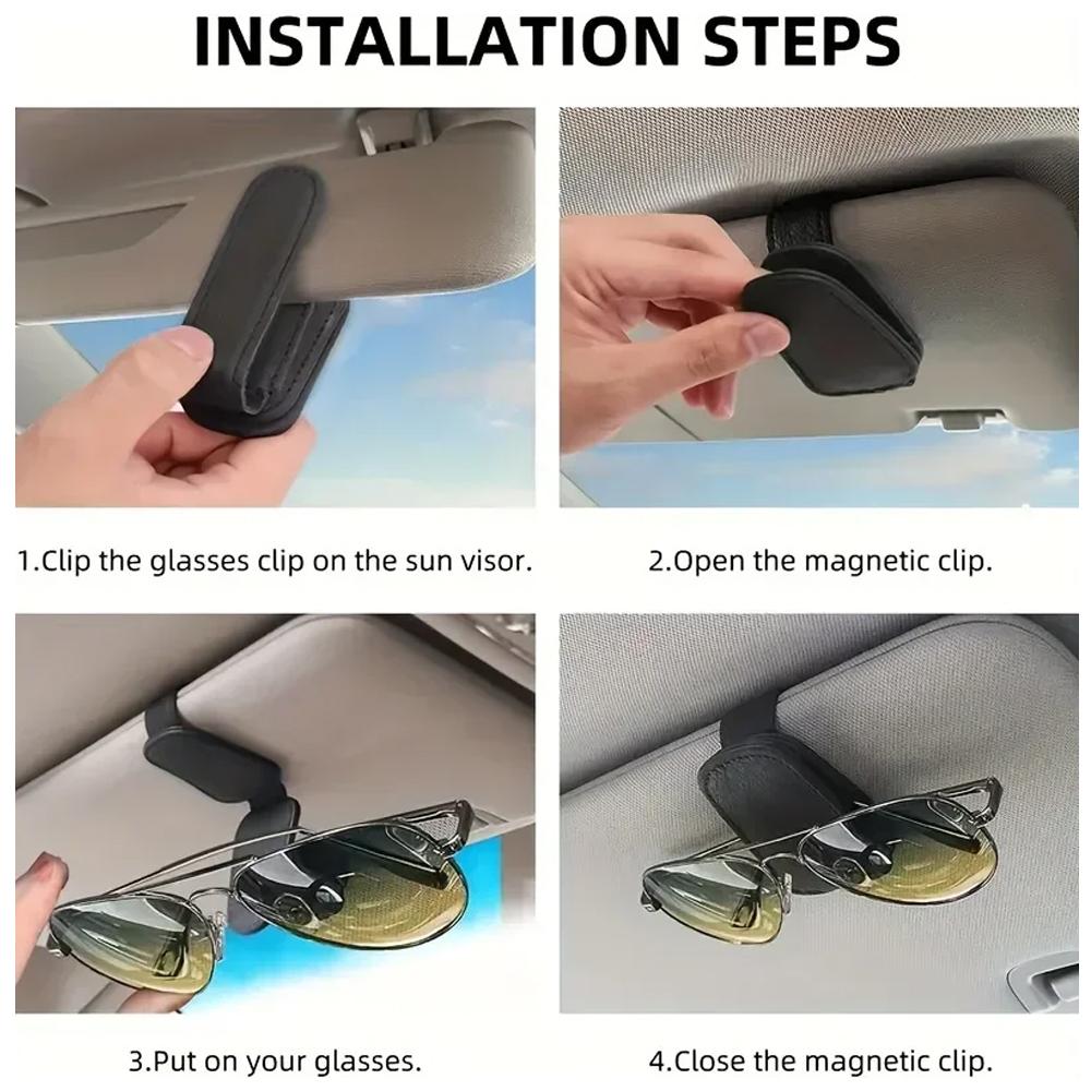 Car Sun Visor Glasses Case Sunglasses Clip Card Ticket Holder Fastener Pen Box For Tesla Model 3 Model Y Model S Model X Plaid