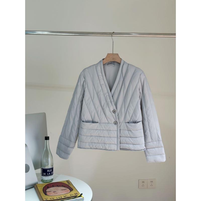 White duck down jacket women's short light and thin liner warm collar casual jacket