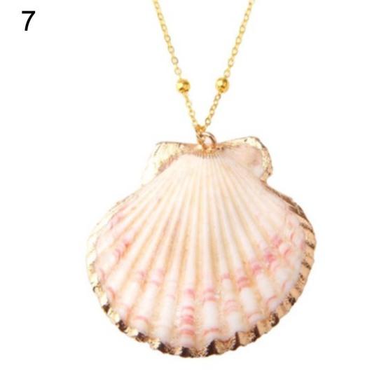 Bohemian Women Beads Conch Cowrie Shell Pendant Chain Necklace Jewelry Gift