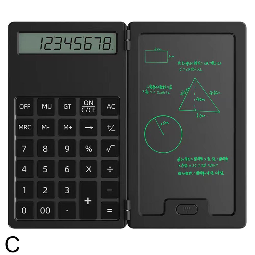 Katlanabilir Hesap Makinesi ve 6 İnç LCD Yazı Tableti Dijital Çizim Tableti Stylus Kalem Silme Düğmesi ile Ofis Öğrenciler Çocuk İşletme İçin