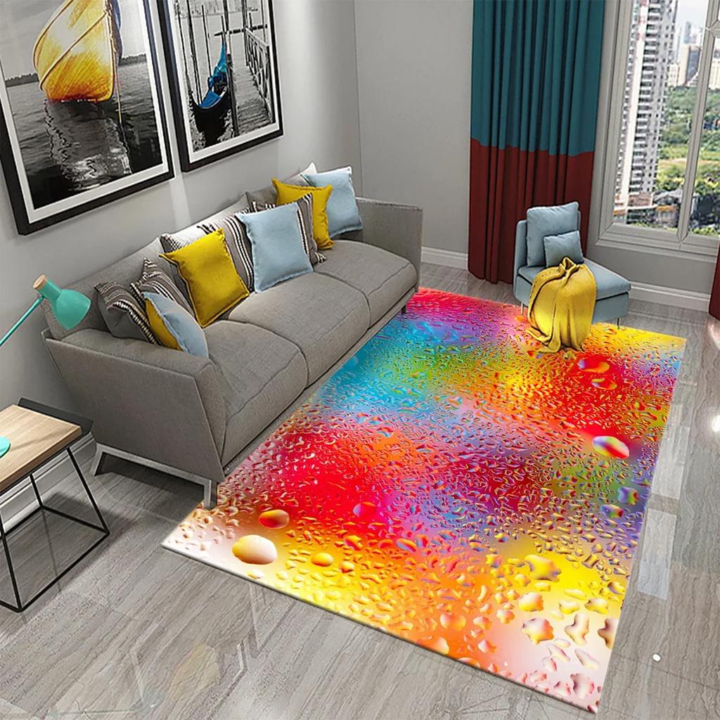 3D Water Drops on Glass Carpet for Bathroom Toilet Entrance Non-slip Rugs Kitchen Bedroom Living Room Decoration Floor Area Mats