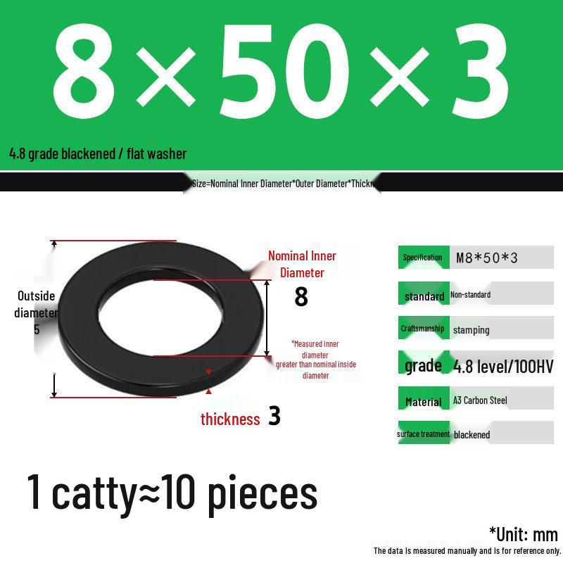 Blackened Enlarged Thickened Metal Washer - M3-M42