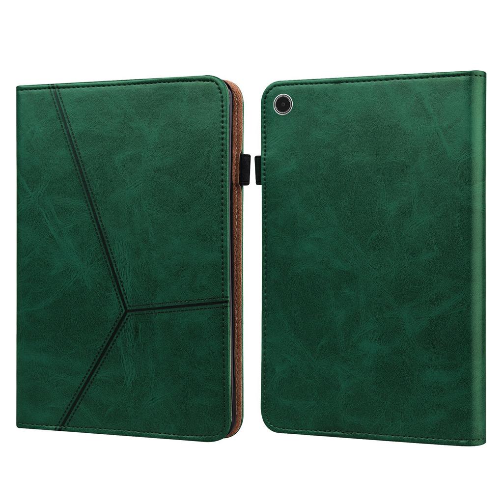 For Lenovo Tab Plus Case Line Imprinted PU Leather Card Holder Tablet Stand Cover