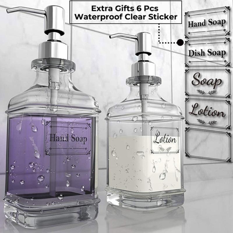 Balení 2 Průhledných Skleněných Dávkovačů Mýdla Lahvičky na Šampon 550ml pro Koupelnu a Kuchyň Cestovní Přenosné Dávkovače