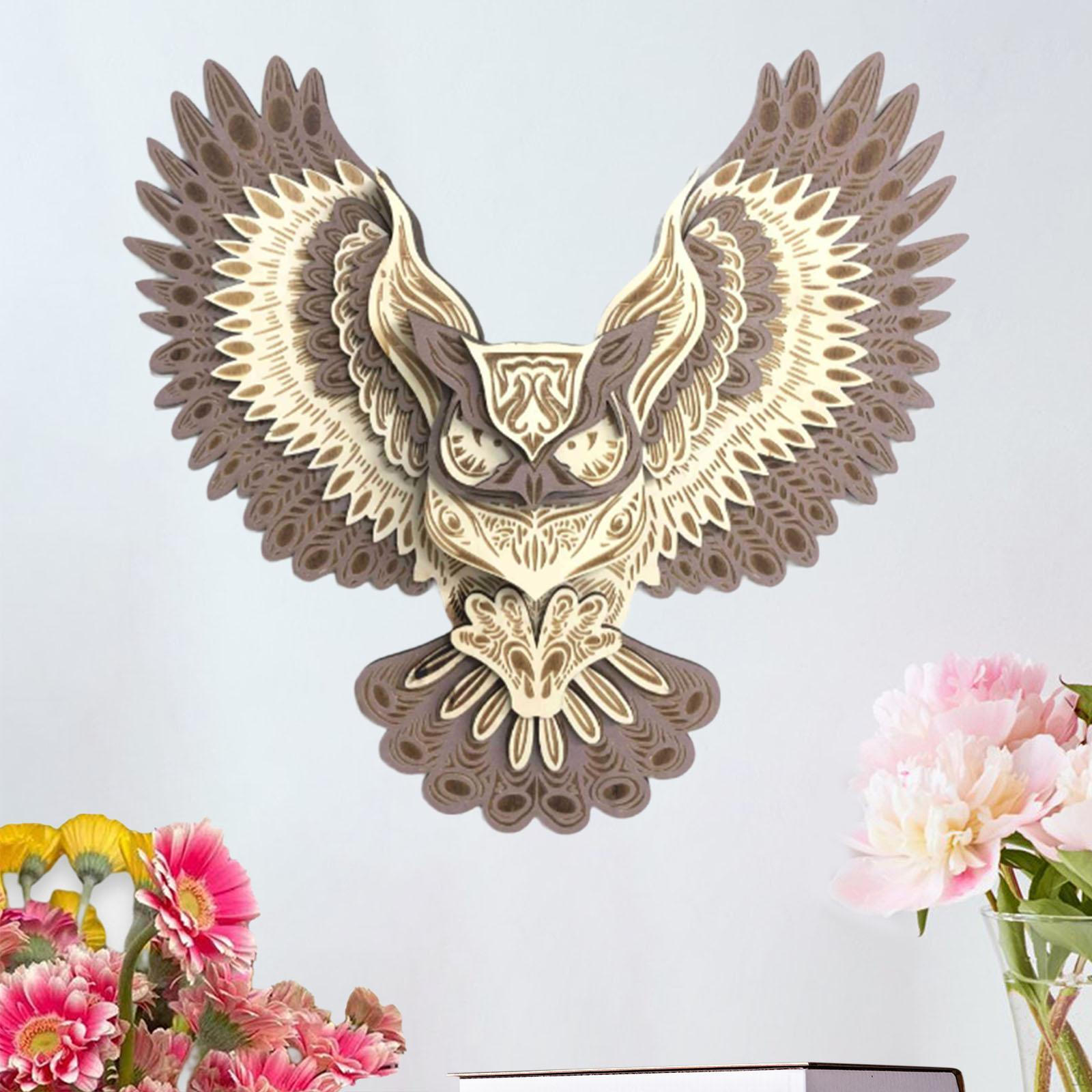 

Carved Owl Wall Decor Decoration Crafts Antique Creative Statue Ornament for Study Living Brown