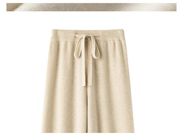 Australian Wool Wide Leg Pants - Women's Autumn/Winter Straight Leg Cashmere Knit Floor-Length Trousers