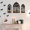 3Pcs Arched Window Wall Mirror Set Gothic Wall Mirror Decor Cathedral Arched Mirror Decor Self-Adhesive Arched Wall Mirror