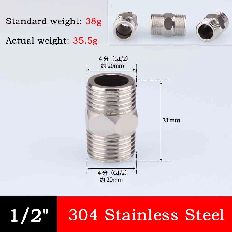 10pc 304 Stainless Steel Hexagonal Outer Wire Double Headed Straight Through Coupling Threaded Pipe Male Thread Hex Nipple Union