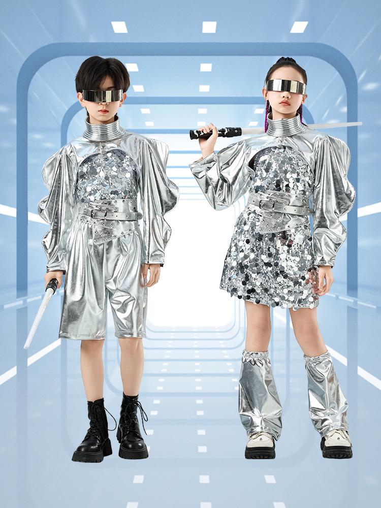Kids' Cheerleading & Hip Hop Dance Sequin Costumes: Trendy Drummer-Inspired Outfits for Boys & Girls