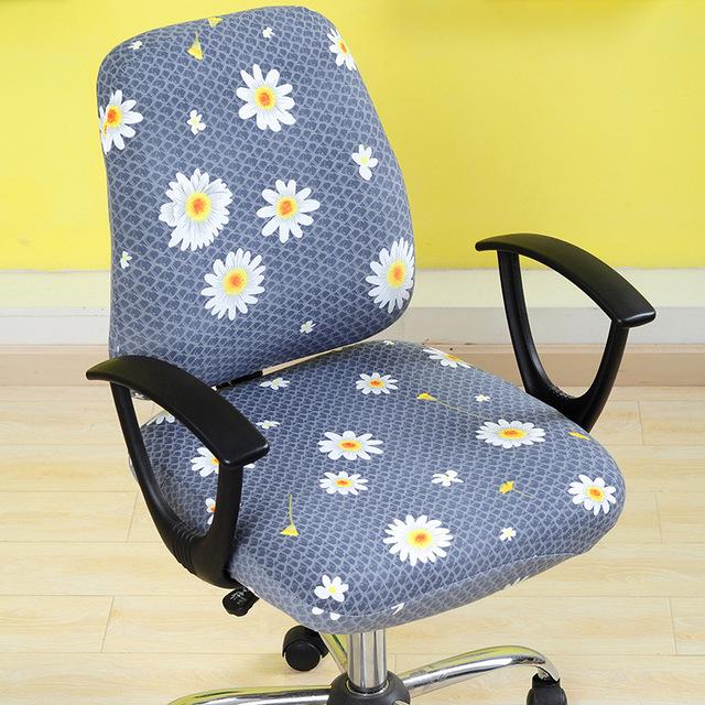 Printed Stretch Split Seat Cushion Cover Soft Stretchy Computer Sectional Chair Covers Home Decor Rotating Lift Office Dining Chair Protectors
