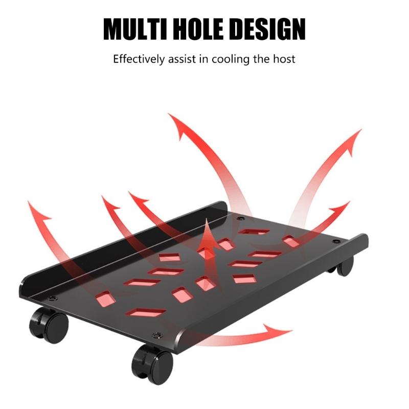 Mobilní stojan na CPU pro PC Nastavitelný stojan na počítačovou skříň s 4 kolečky CPU Pod stůl Odvod tepla Držák CPU