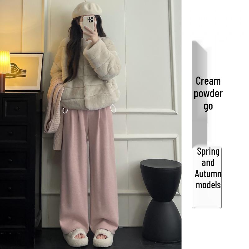

Maternity Lambswool Cashmere Wide-Leg Pants, Autumn/Winter 2025, Plus Velvet, Thick Casual Sports Pants. Medium