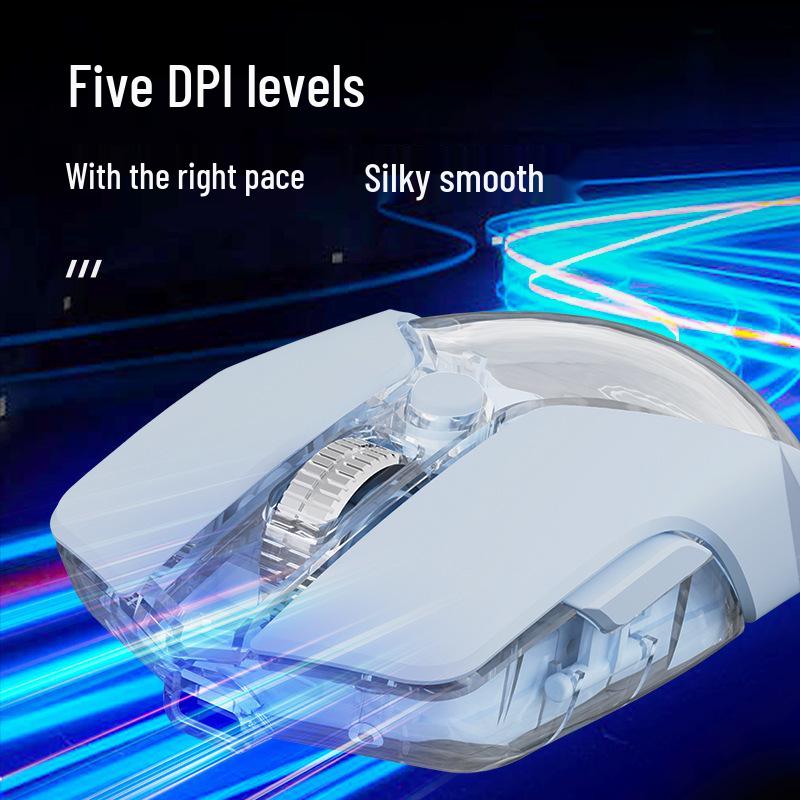 Transparent Luminous Wireless Mouse with Dual-Mode, Marquee Effect, and Magnetic Detachable Feature