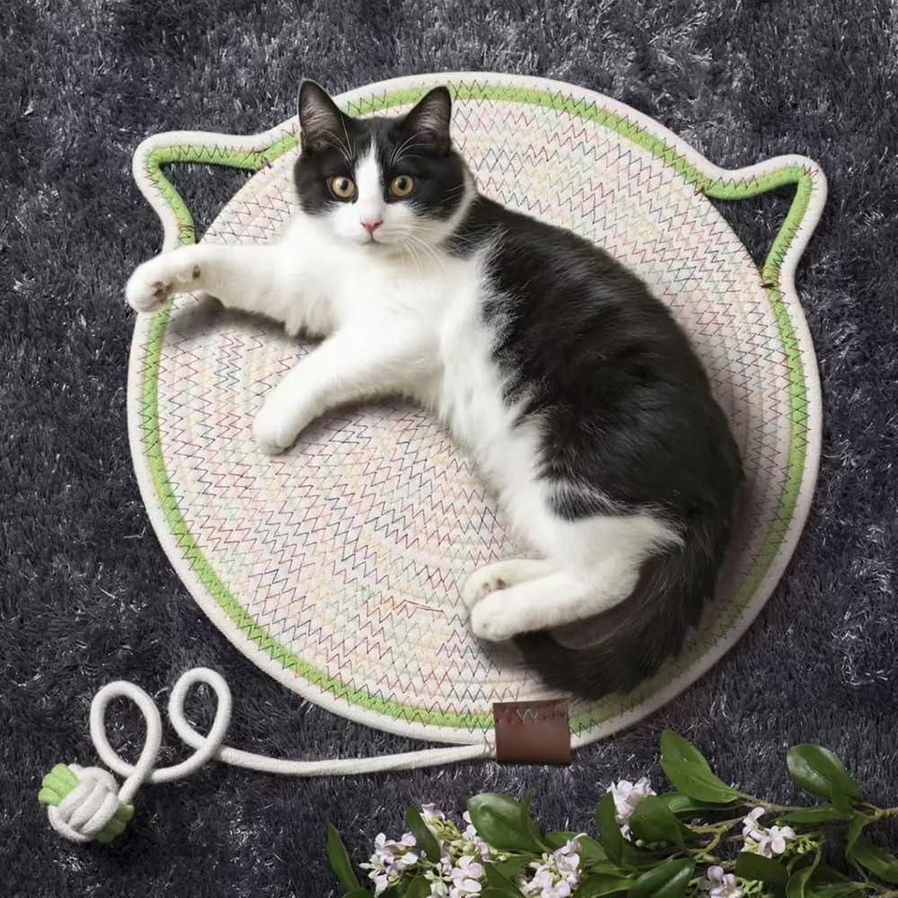 A 16.54-inch/19.69-inch rope-woven cat scratching board toy ball, cat bed sleeping pad, durable and wear-resistant, washable