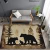 Diamond Velvet Dot Plush Vintage Forest Bear Pattern Area Rug Non Slip Soft Comfort Indoor Outdoor Living Room Bedroom Decor