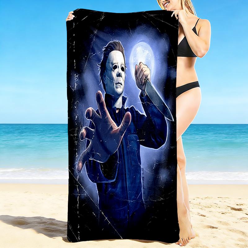 1Pc Halloween Horror Icon Beach Towel Quick Dry Multiuse For Beach Pool Gym Yoga Home Travel Christmas Halloween Xmas Gift L1344