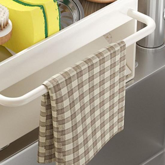 Draining Rack Kitchen Sink Organizer Anti-Rust Carbon Steel Structure Self-Draining Design Towel Rack Sponges Soap Detergent Bottle Holder